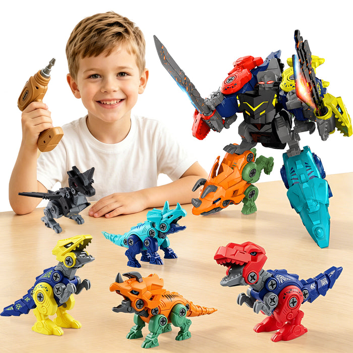 Popdoll x Dimoarch Kids Take Apart Dinosaur Transforming Robot Toys for 3-8 Years Old Boys