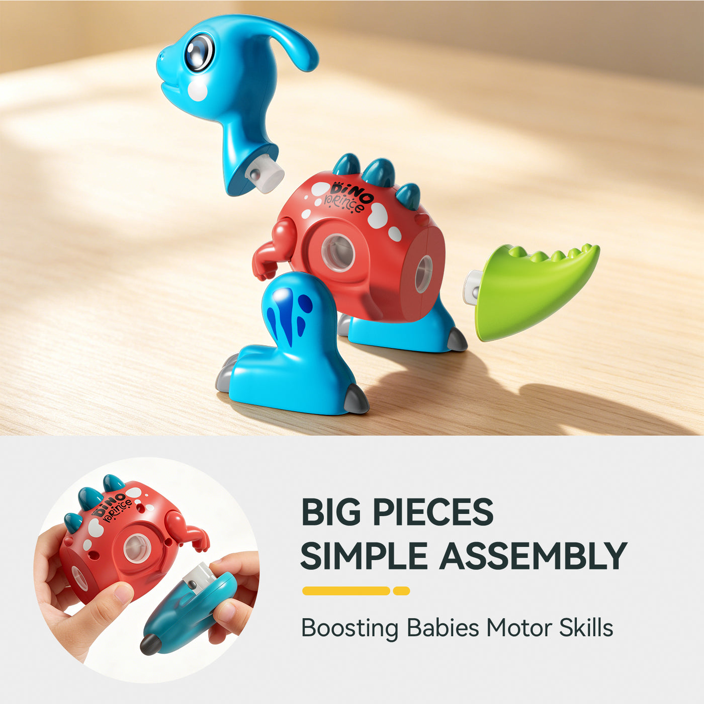 Popdoll x Dimoarch Toddler Assembly Dinosaur Toys for 1-3 Year Olds Boys Girls