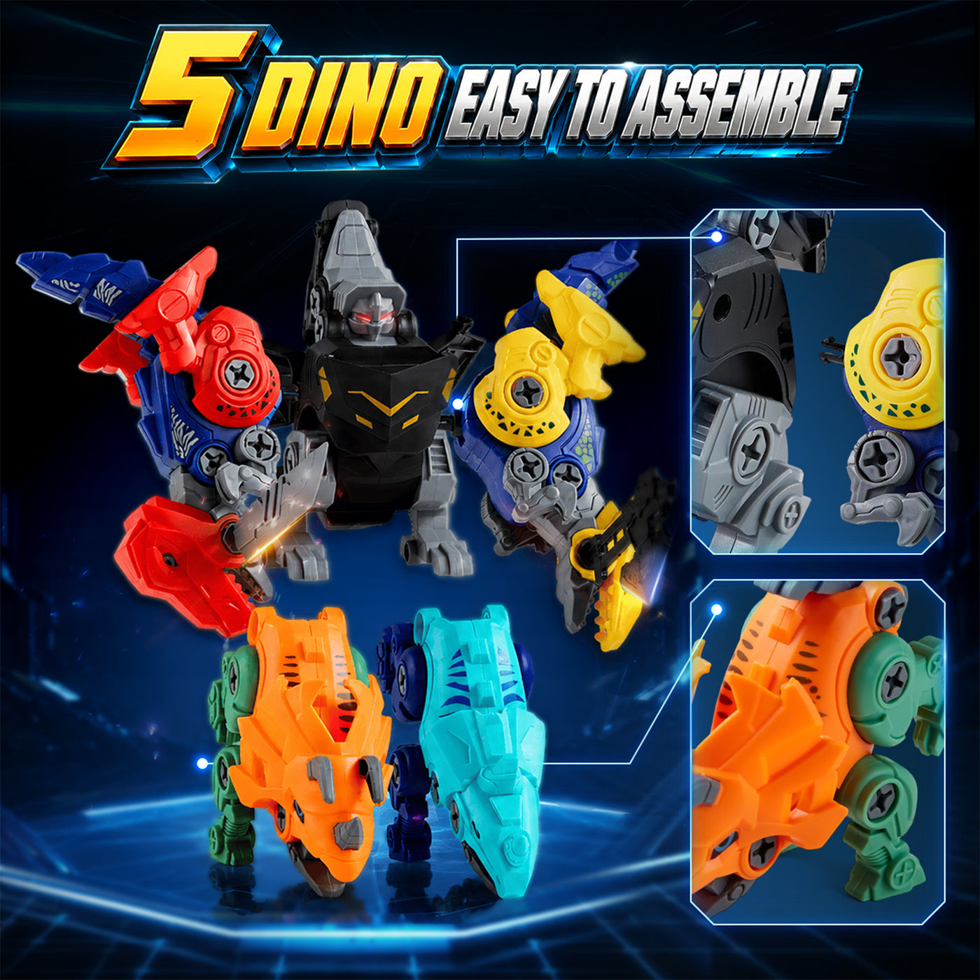 Popdoll x Dimoarch Kids Take Apart Dinosaur Transforming Robot Toys for 3-8 Years Old Boys