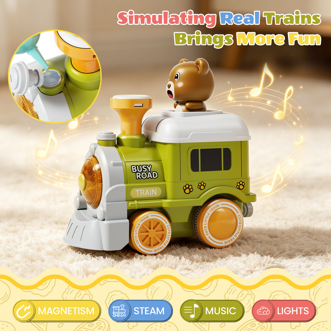 Popdoll x Dimoarch Electric Train Set for 2-4 Year Old Boy Girl