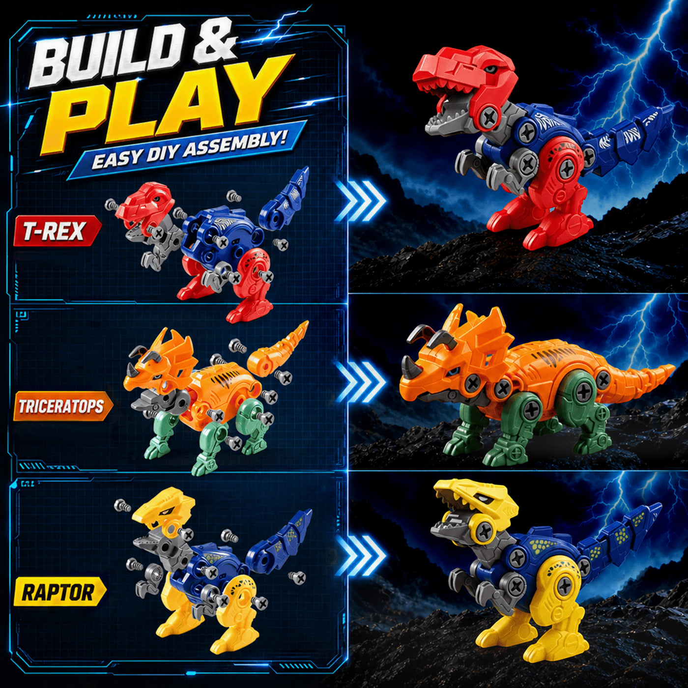 Popdoll x Dimoarch Kids Take Apart Dinosaur Transforming Robot Toys for 3-8 Years Old Boys
