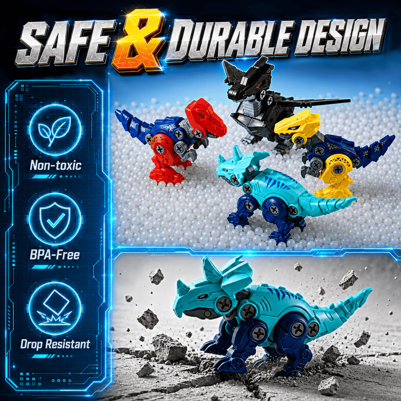 Popdoll x Dimoarch Kids Take Apart Dinosaur Transforming Robot Toys for 3-8 Years Old Boys