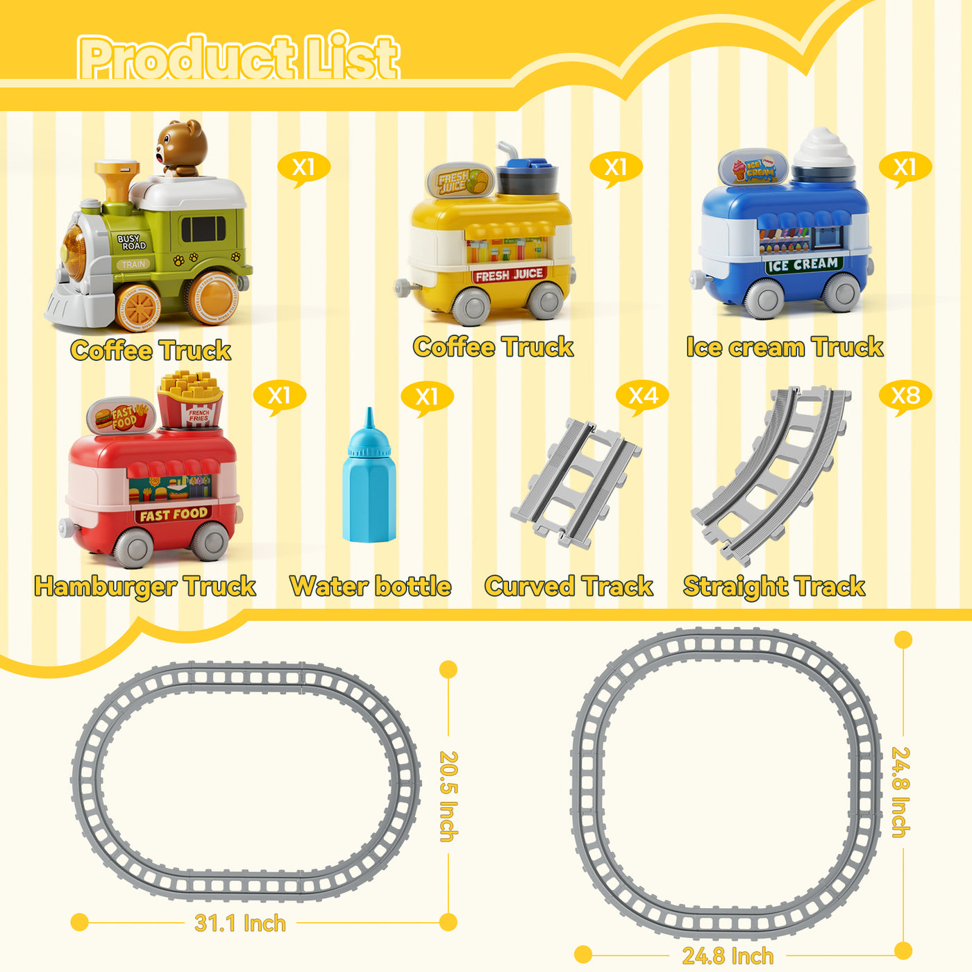 Popdoll x Dimoarch Electric Train Set for 2-4 Year Old Boy Girl