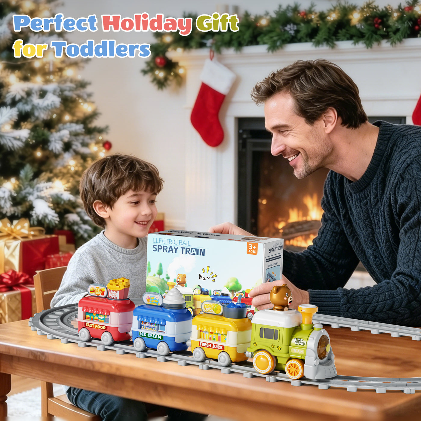 Popdoll x Dimoarch Electric Train Set for 2-4 Year Old Boy Girl