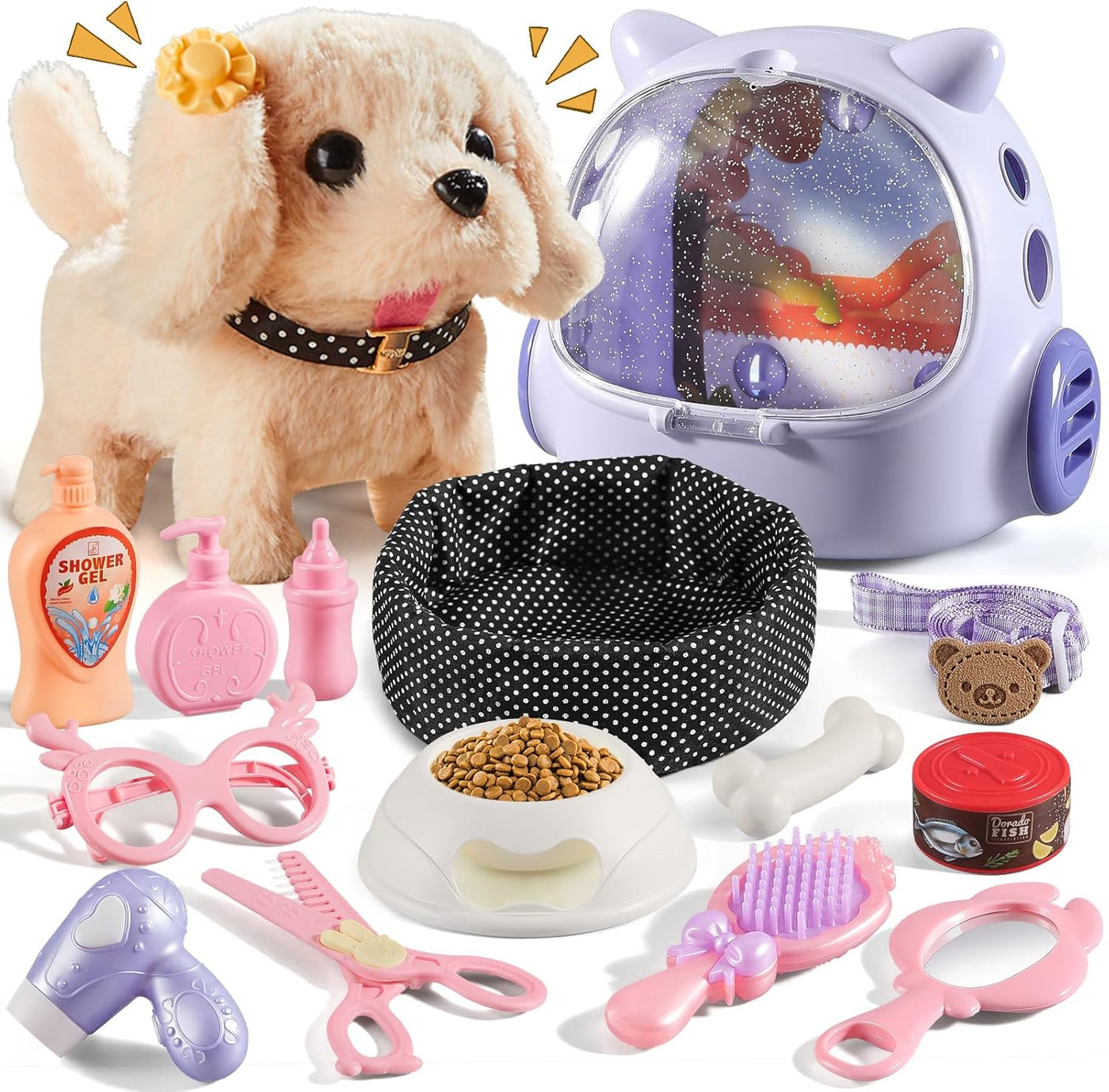 Popdoll 16 Pcs Robot Dog Toys for 3-8 Year Old Girls