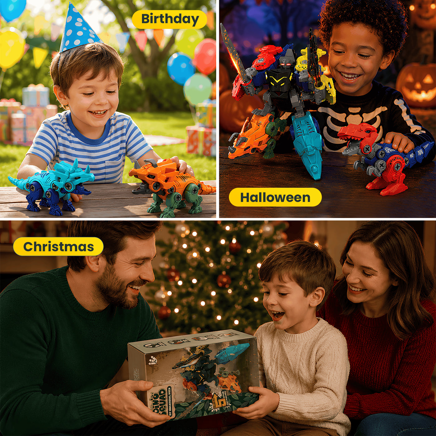 Popdoll x Dimoarch Kids Take Apart Dinosaur Transforming Robot Toys for 3-8 Years Old Boys