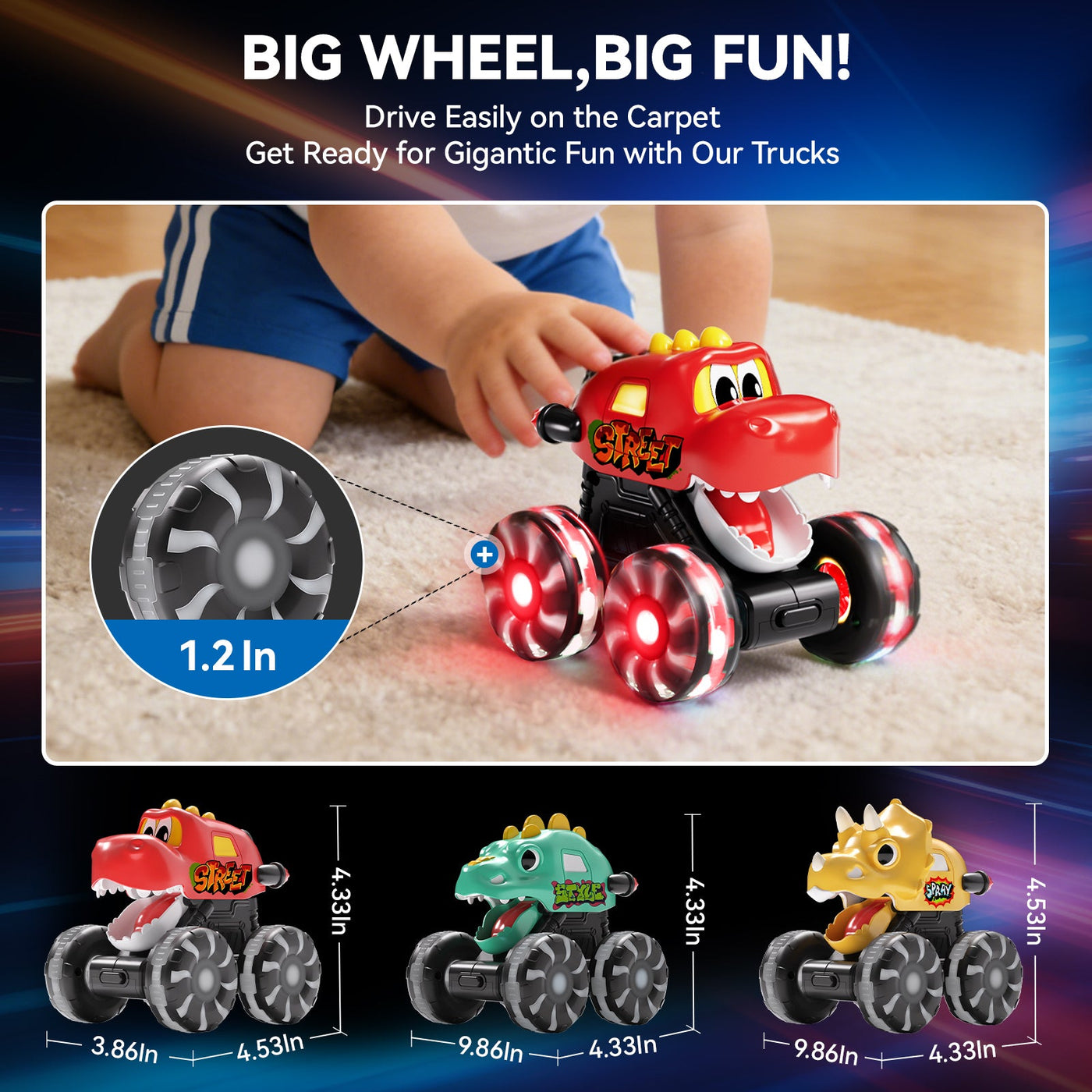 Popdoll x Dimoarch Dinosaur Monster Trucks for Toddlers
