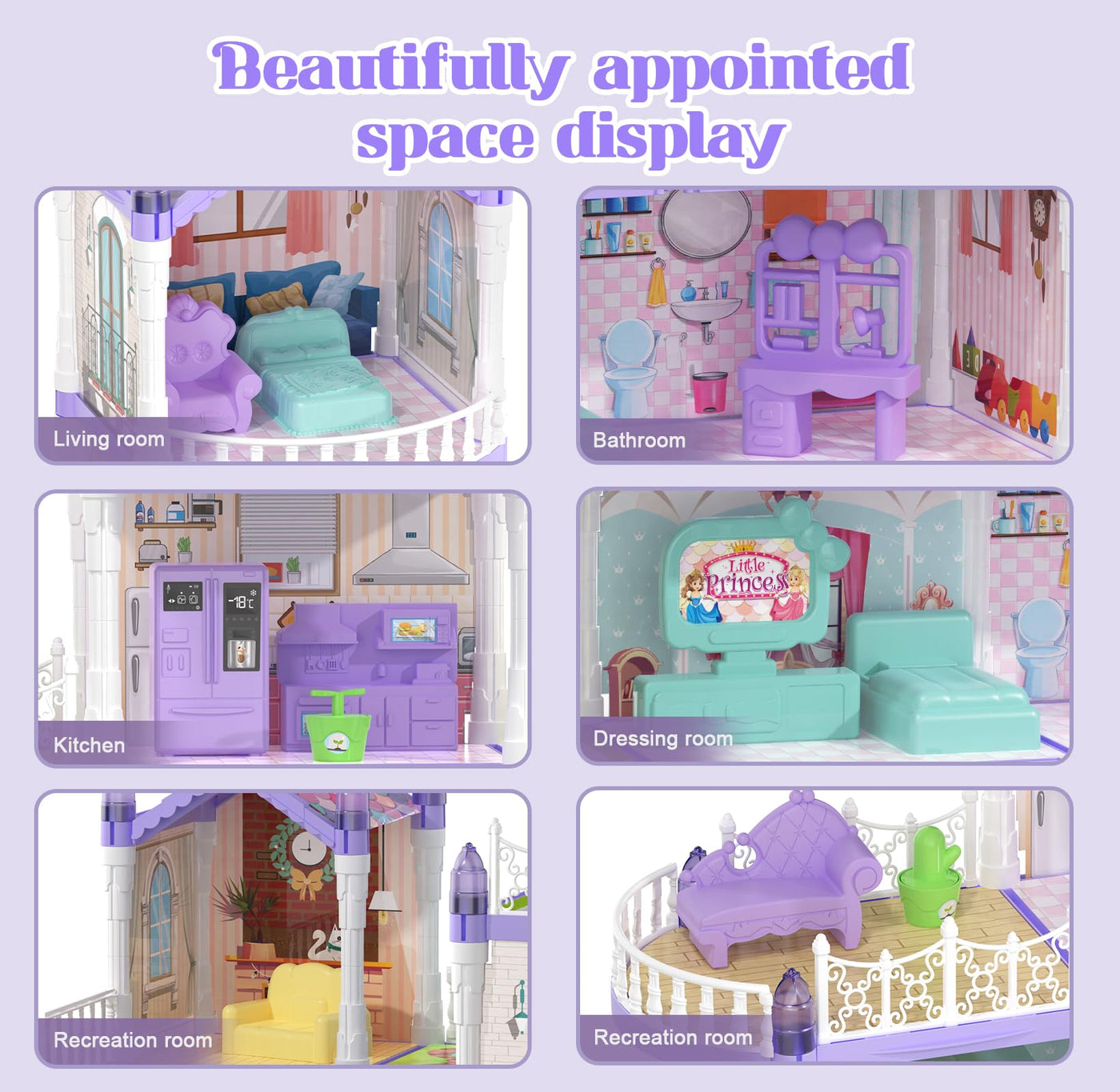 Popdoll Princess Dollhouse Set for 3 to 12 Years Old Girls