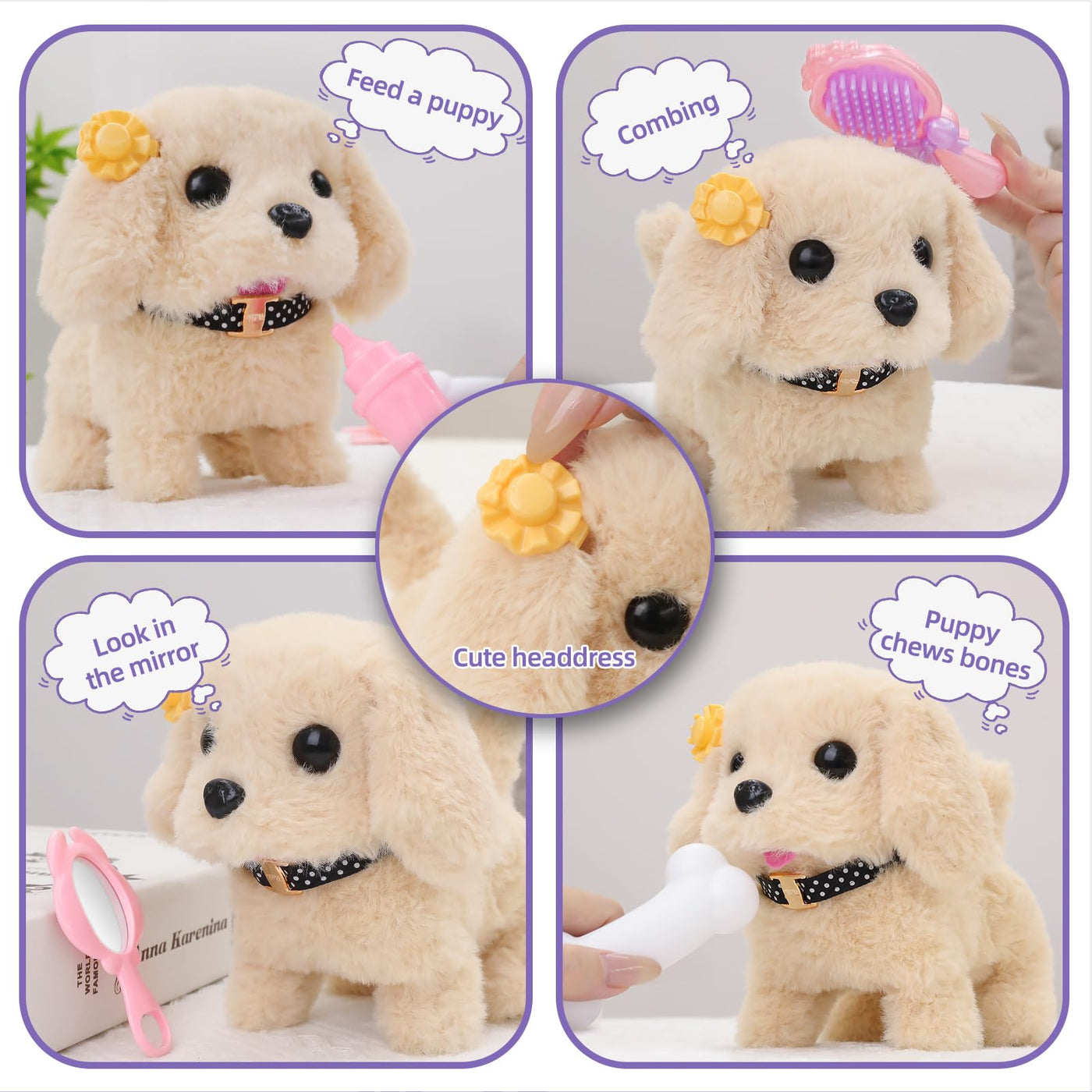 Popdoll 16 Pcs Robot Dog Toys for 3-8 Year Old Girls
